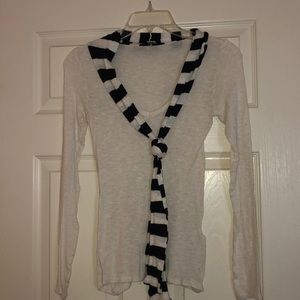 Long sleeve shirt with built in scarf